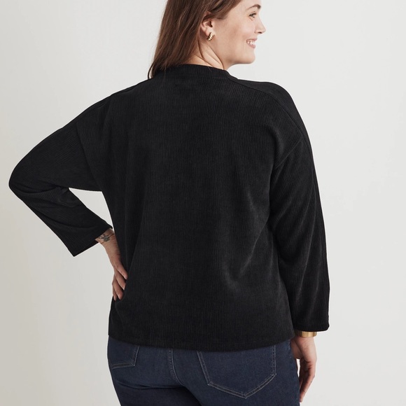 MADEWELL Striped Jacquard Funnelneck Top. BLACK size S - Picture 3 of 8